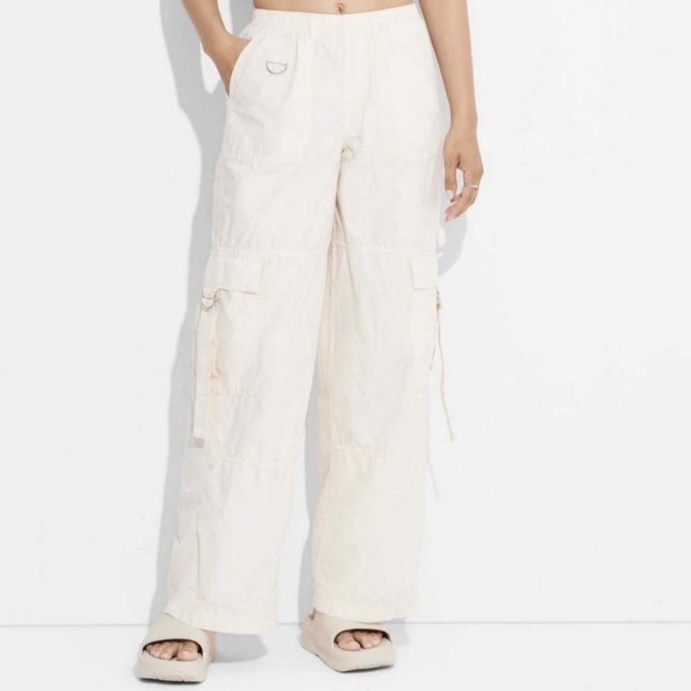 wild fable Off-White Wide-Leg Cargo Pants